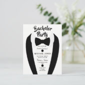 ブラックタキシード ボウタイ 結婚前パーティー招待状 招待状 (スタンド正面)