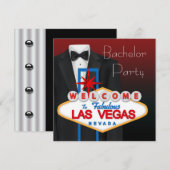 ブラックタキシード ラスベガス独身最後の夜 招待状 (正面/裏面)
