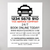 ブラックタクシーのタクシーのロゴ、タクシーのタクシー会社広告の ポスター (正面)