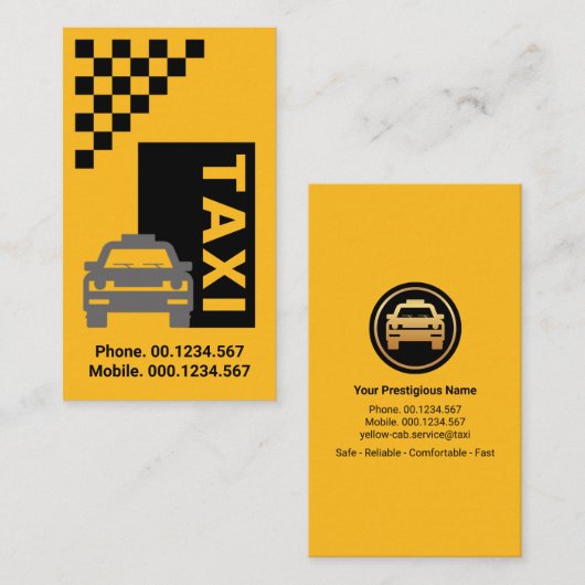 ブラックタクシーチェックボックスクリエイティブ車 名刺 (正面/裏面)