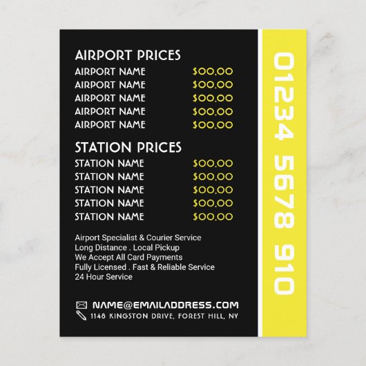 ブラックタクシーブサークルロゴ付き価格表 チラシ (裏面)