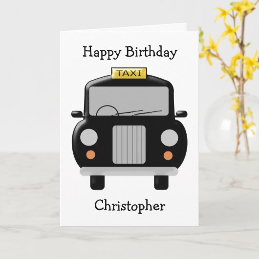 ブラックタクシー誕生日 カード (黄色い花)