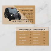ブラックタクシーCab空港と駅の価格表 名刺 (正面/裏面)