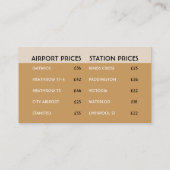 ブラックタクシーCab空港と駅の価格表 名刺 (裏面)