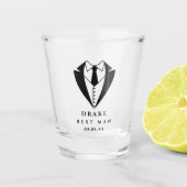 ブラックタックス花婿介添人カスタムパーソナライズされたショットガラス ショットグラス (正面)