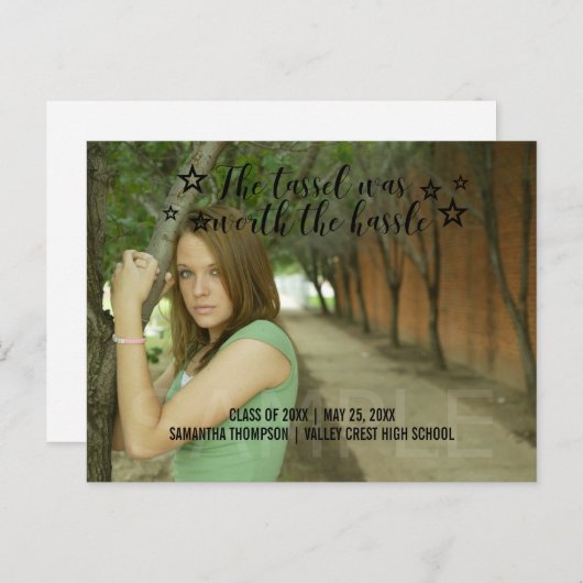 ブラックタッセルワースHasle写真卒業 案内ポストカード (正面/裏面)