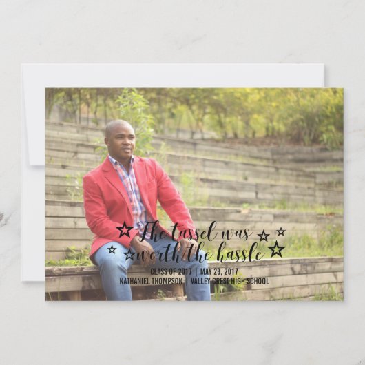 ブラックタッセルワースHasle写真卒業 案内状 (正面)