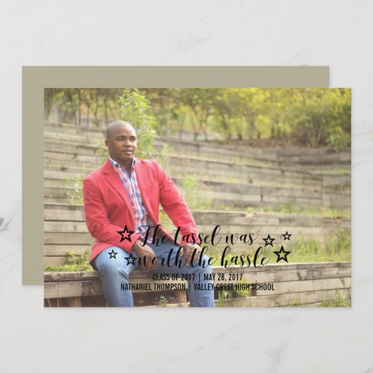 ブラックタッセルワースHasle写真卒業 案内状 (正面/裏面)