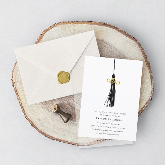 ブラックタッセル卒業パーティフォトカスタム 招待状