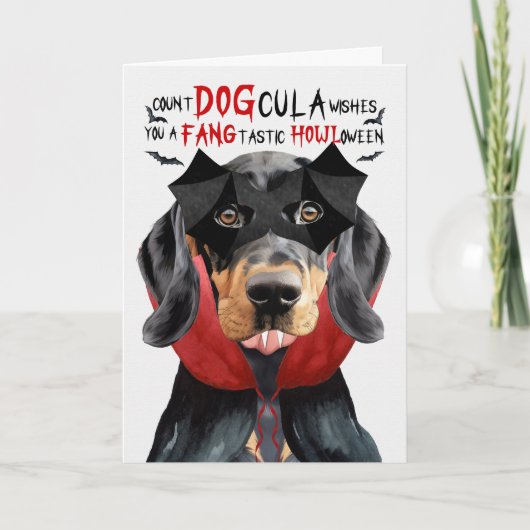 ブラックタンおもしろいハウンド数DOGculaハロウィーン シーズンカード (正面)