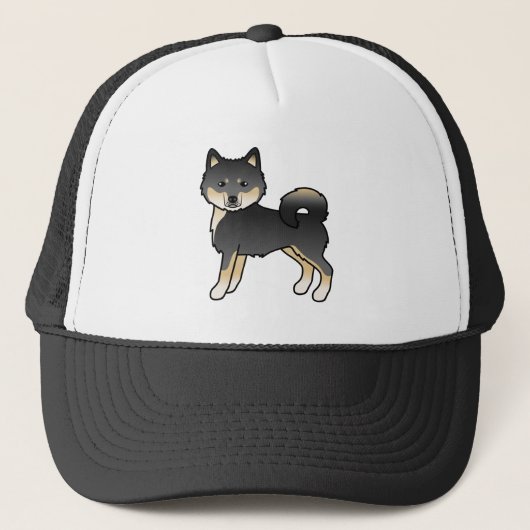 ブラックタンアラスカンマラミュートかわいい漫画の犬 キャップ (正面)