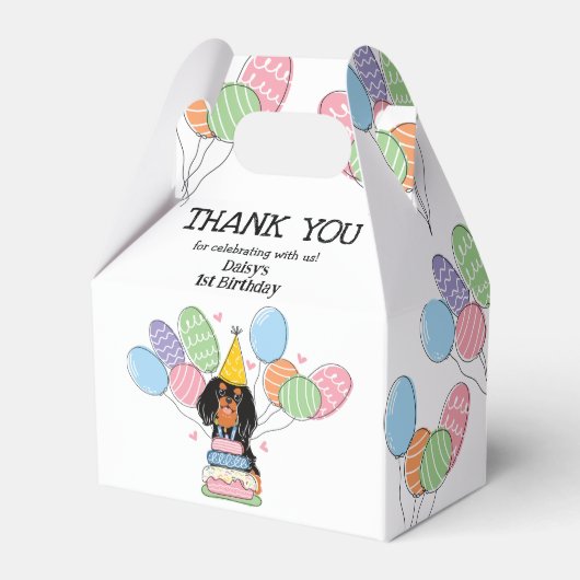 ブラックタンカバリエールキングチャールズスパニエル犬サンキューユー フェイバーボックス (正面サイド)