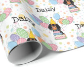 ブラックタンカバリエールキングチャールズスパニエル犬誕生日 ラッピングペーパー (ロールコーナー)