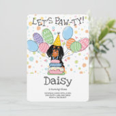 ブラックタンカバリエールキングチャールズスパニエル犬誕生日 招待状 (スタンド正面)