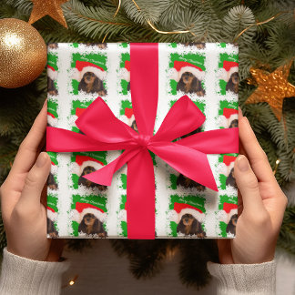 ブラックタンキャバリアキングチャールズスパニエルのクリスマス包装紙 ラッピングペーパー