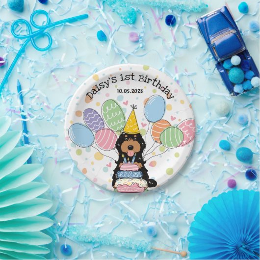 ブラックタンコックポオカバポウドッグ誕生日 ペーパープレート (パーティー)