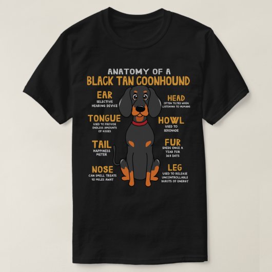 ブラックタンコンハウンド解剖学おもしろい犬ママパパかわいい Tシャツ (デザイン正面)