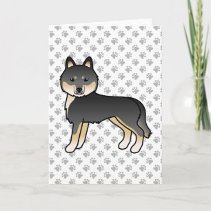 ブラックタンシベリアンハスキー かわいいキャラクターデザインの犬 カード