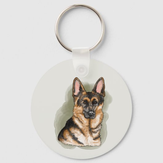 ブラックタンジャーマンシェパード犬の肖像画 キーホルダー (正面)