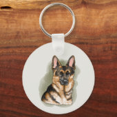 ブラックタンジャーマンシェパード犬の肖像画 キーホルダー (正面)
