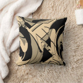 ブラックタンタウペブラウンスワーリング緑豊かな離れモチー クッション (ブランケット)