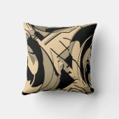 ブラックタンタウペブラウンスワーリング緑豊かな離れモチー クッション (裏面)