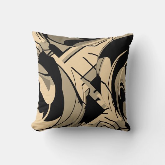 ブラックタンタウペブラウンスワーリング緑豊かな離れモチー クッション (正面)