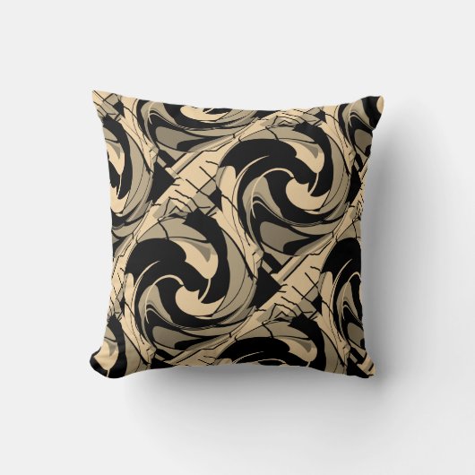 ブラックタンタウペブラウン斜モザイク地中海のー クッション (正面)