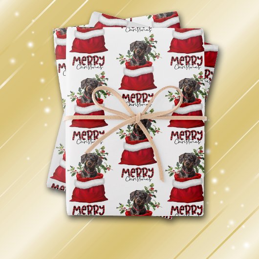 ブラックタンダッシュンドッグインホリデー抱き枕 ラッピングペーパーシート