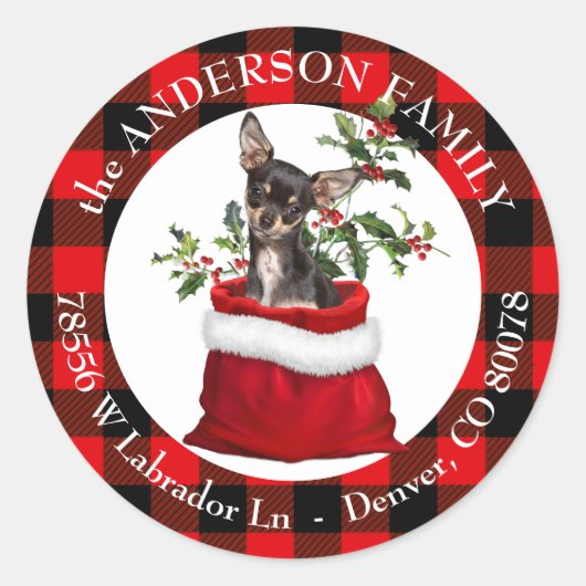 ブラックタンチワフアドッグプレイドフレーム ラウンドシール (正面)