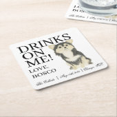 ブラックタントリコラーロングフォールドチワワ結婚ーズ スクエアペーパーコースター (アングル)