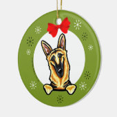 ブラックタンドイツシェパードクリスマスクラシック セラミックオーナメント (左)