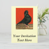 ブラックタンブラー鳩の水色 招待状 (スタンド正面)