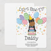 ブラックタンブリュッセルグリフォンクロップドイヤーズ誕生日 招待状 (正面/裏面)