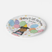 ブラックタンブリュッセルグリフォン犬の誕生日パーティー ペーパープレート (アングル)