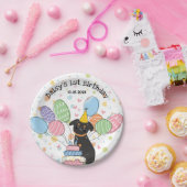 ブラックタンブリュッセルグリフォン犬の誕生日パーティー ペーパープレート (パーティー)