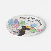 ブラックタンブリュッセルグリフォン犬の誕生日パーティー ペーパープレート (アングル)