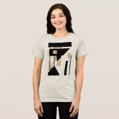 ブラックタンベージュMCMルックジオメトリックシェイプ抽象芸術 トライブレンドTシャツ (正面全面)