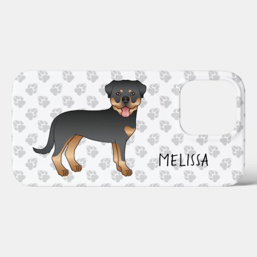 ブラックタンロットワイラー かわいいキャラクター犬と名前 Case-Mate iPhoneケース (裏面 (横))