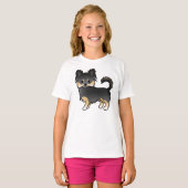ブラックタンロングコートチワワかわいい犬 Tシャツ (正面フル)