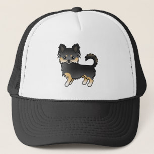 ブラックタンロングコートチワワ かわいいキャラクターデザイン キャップ