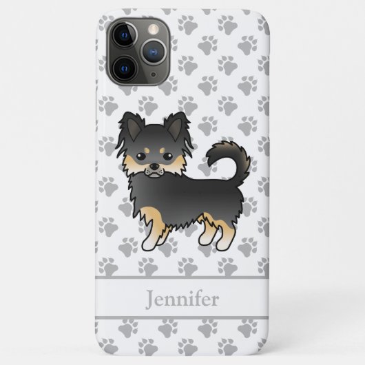 ブラックタンロングコートチワワ かわいい犬と名前 Case-Mate iPhoneケース (裏面)