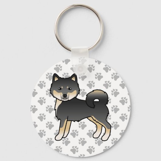 ブラックタン+アラスカンマラミュート+漫画犬+足 キーホルダー (正面)
