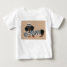 ブラックタン ダックスフントのオヤツ泥棒 囚人 ベビーTシャツ