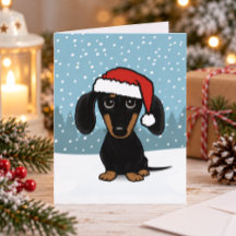 ブラックタン ダックスフントのサンタ クリスマス