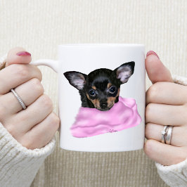 ブラックタン チワワの子犬 コーヒーマグカップ