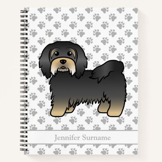 ブラックタン・ハバニーズ かわいいキャラクター犬と名前 ノートブック (正面)