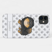 ブラックタン ポメラニアン かわいい漫画の犬と名前 Case-Mate iPhoneケース (裏面(横))
