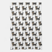 ブラックタン ヨークシャテリア 犬柄 キッチンタオル (縦)