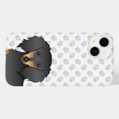 ブラックタン+ロングヘアダックスフントのキャラクタードッグヘッド Case-Mate iPhoneケース (裏面 (横))